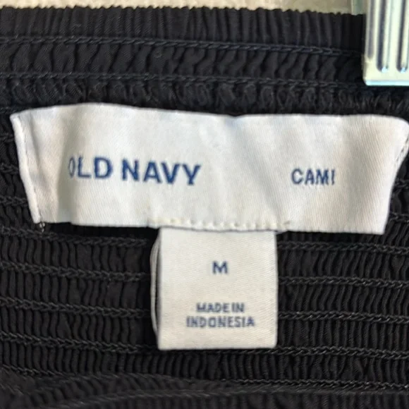 Old Navy Black Cami Dress Elastic Ruching Adjustable Straps Skirt Size Medium - Picture 3 of 7